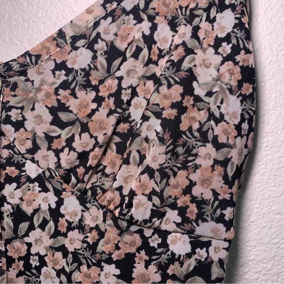NWT Mesh Floral Mini dress black pink lace slip dress babydoll coquette short - Picture 6 of 16